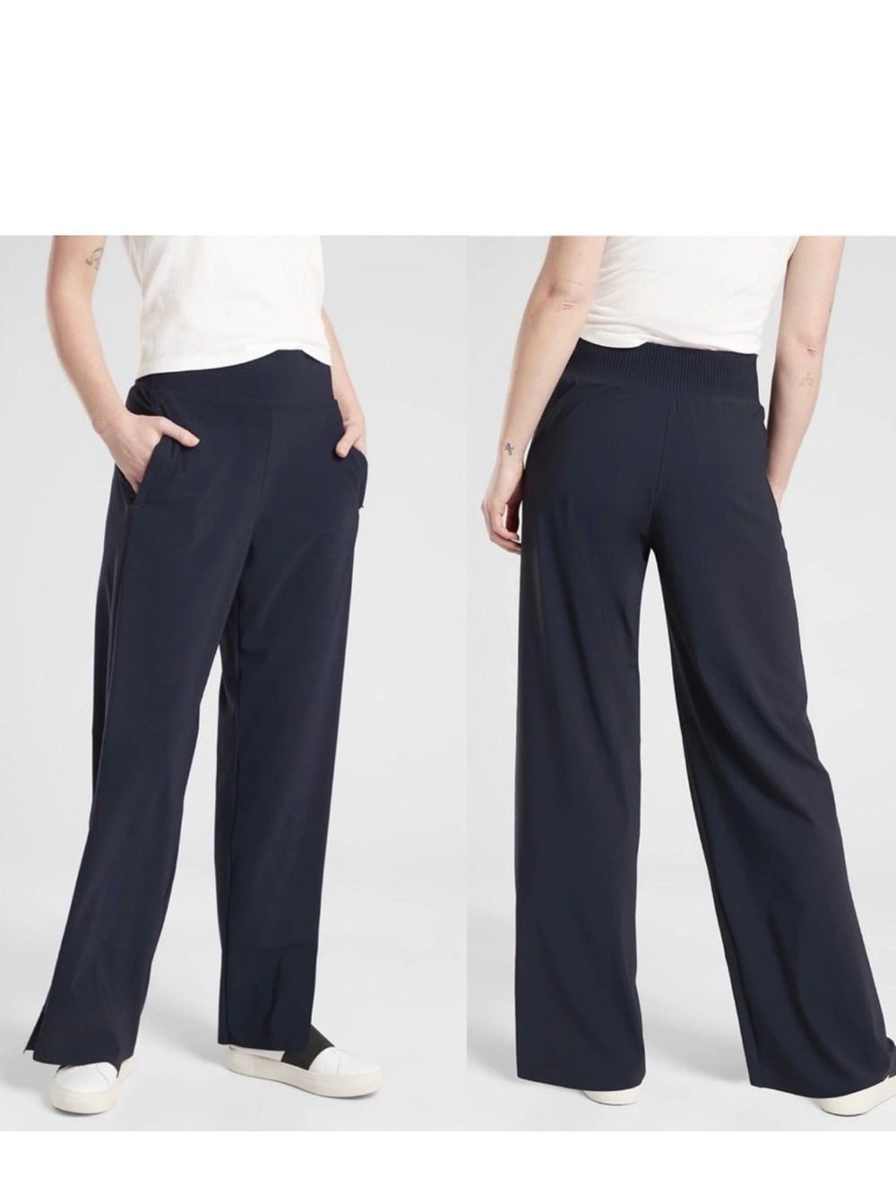 NWOT Athleta Navy Blue Wide Leg Size Medium Cosmic Pants